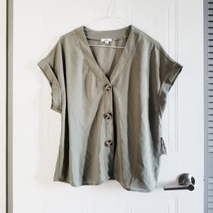 Light army green crepe blouse